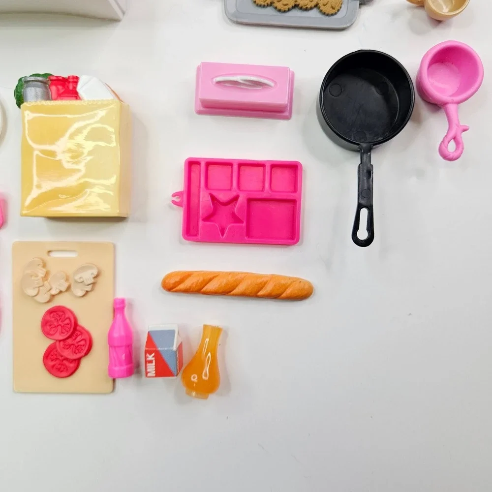 Unbranded Dollhouse Kitchen Accessories Kids OS Pink 18pc Food Cookware Set
